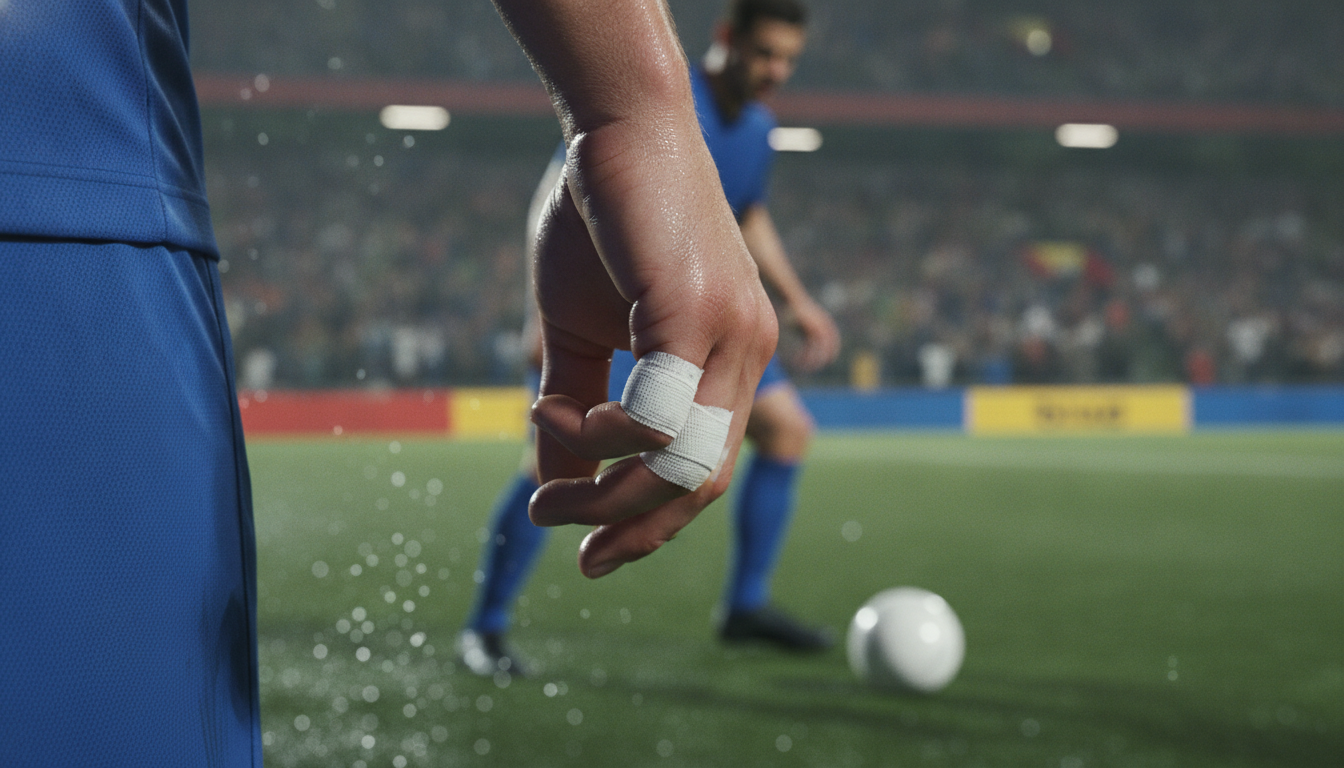 Why do footballers tie their fingers together?